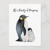 Het is een familie van pinguïns waterverf tekening briefkaart (Voorkant)