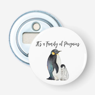 Het is een familie van pinguïns waterverf tekening button flesopener