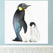 Het is een familie van pinguïns waterverf tekening canvas afdruk (Insitu (Houten vloer))