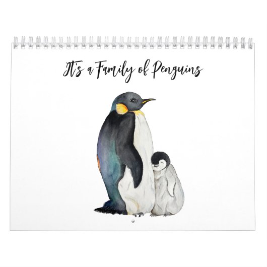 Het is een familie van pinguïns waterverf tekening kalender (Hoes)