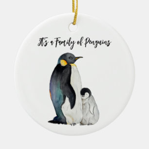 Het is een familie van pinguïns waterverf tekening keramisch ornament