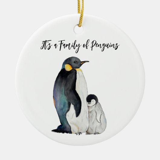 Het is een familie van pinguïns waterverf tekening keramisch ornament (Voorkant)