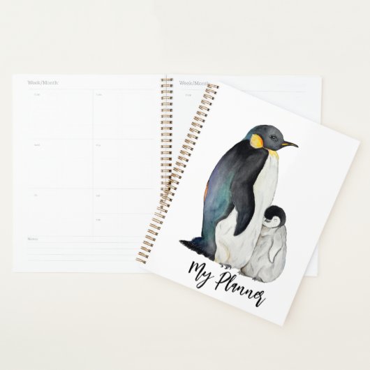 Het is een familie van pinguïns waterverf tekening planner (Display)
