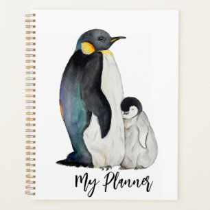 Het is een familie van pinguïns waterverf tekening planner