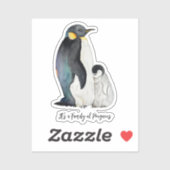 Het is een familie van pinguïns waterverf tekening sticker (Vel)