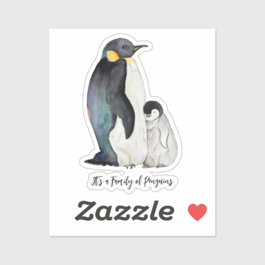 Het is een familie van pinguïns waterverf tekening sticker (Vel)