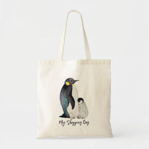 Het is een familie van pinguïns waterverf tekening tote bag