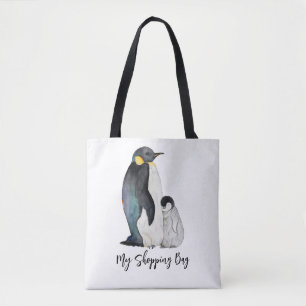 Het is een familie van pinguïns waterverf tekening tote bag