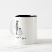 Het is een familie van pinguïns waterverf tekening tweekleurige koffiemok (Voorkant links)