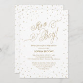 Het is een Fancy Baby shower met gouden sterren. Kaart (Voorkant / Achterkant)