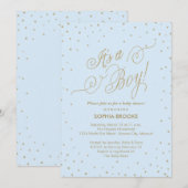 Het is een Fancy Jongen Gold Stars Blue Baby Boy S Kaart (Voorkant / Achterkant)