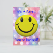 Het is een feest! Fun, kleurrijke uitnodiging (Staand voorkant)