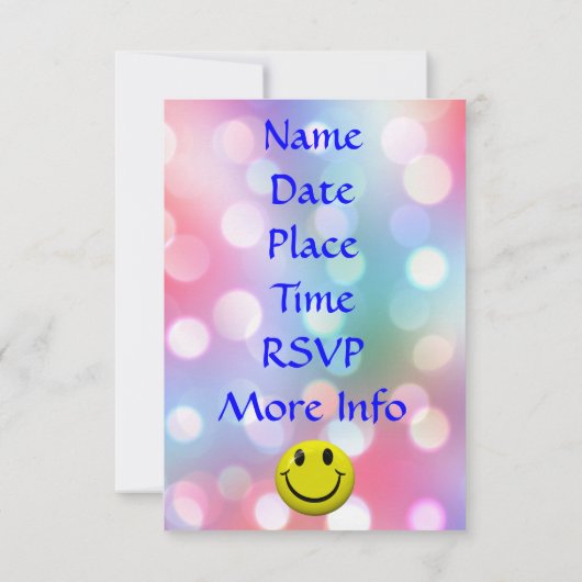 Het is een feest! Fun, kleurrijke uitnodiging (Achterkant)