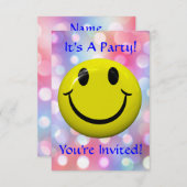 Het is een feest! Fun, kleurrijke uitnodiging (Voorkant / Achterkant)