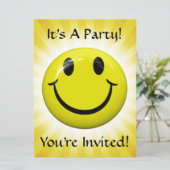 Het is een feest! Happy Face-uitnodiging Kaart (Staand voorkant)