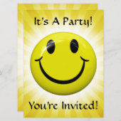 Het is een feest! Happy Face-uitnodiging Kaart (Voorkant / Achterkant)