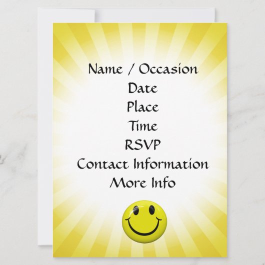 Het is een feest! Happy Face-uitnodiging Kaart (Achterkant)