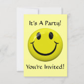 Het is een feest! Happy Face-uitnodiging Kaart (Voorkant)