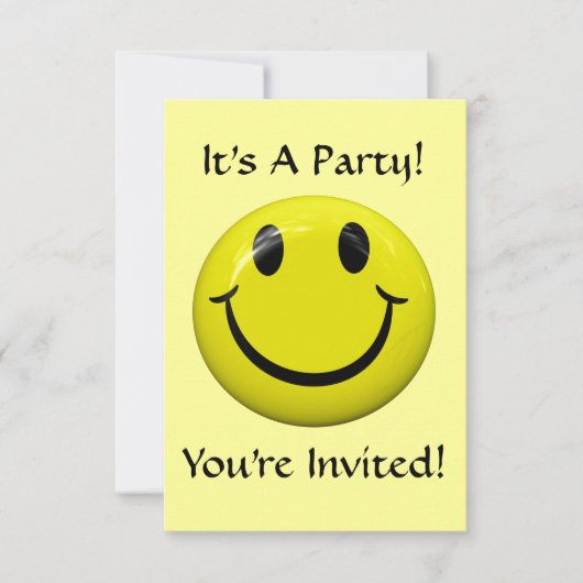 Het is een feest! Happy Face-uitnodiging Kaart (Voorkant)