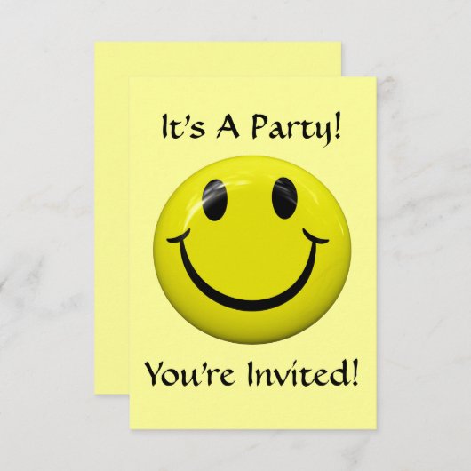 Het is een feest! Happy Face-uitnodiging Kaart (Voorkant / Achterkant)