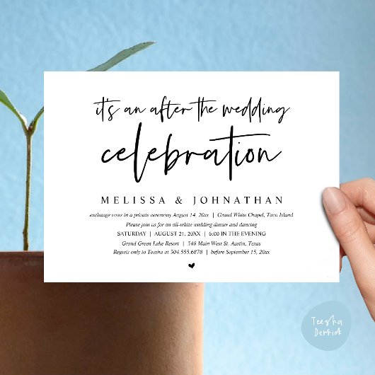 Het is een feest na het huwelijksfeest, diner kaart