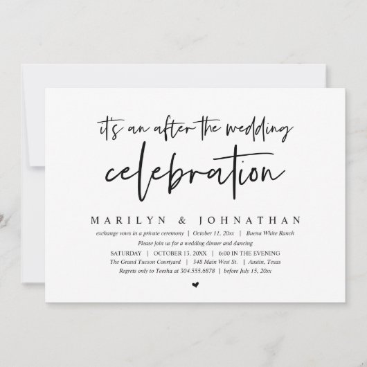 Het is een feest na het huwelijksfeest, diner kaart (Voorkant)