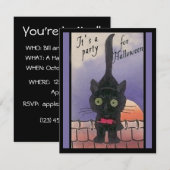 Het is een feest voor Halloween Black Cat-uitvindi Kaart (Voorkant / Achterkant)
