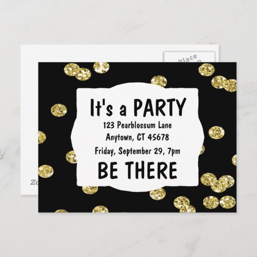 Het is een feestelijke Glitter Uitnodiging Briefkaart (Voorkant / Achterkant)