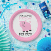 Het is een feestje roze gepersonaliseerd feest papieren bordje (Feest)