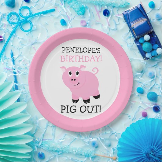 Het is een feestje roze gepersonaliseerd feest papieren bordje (Feest)