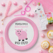 Het is een feestje roze gepersonaliseerd feest papieren bordje (Feest)