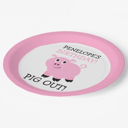 Het is een feestje roze gepersonaliseerd feest papieren bordje (Gekanteld)