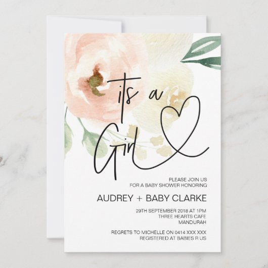 Het is een feestje voor de babymeisjes Babyfeest B Kaart (Voorkant)