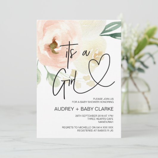 Het is een feestje voor de babymeisjes Babyfeest B Kaart (Staand voorkant)