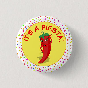 Het is een Fiesta met Confetti Pattern Ronde Button 3,2 Cm