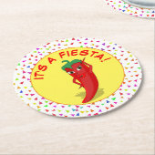 Het is een Fiesta met Confetti Pattern Ronde Kartonnen Onderzetter (Gebogen)