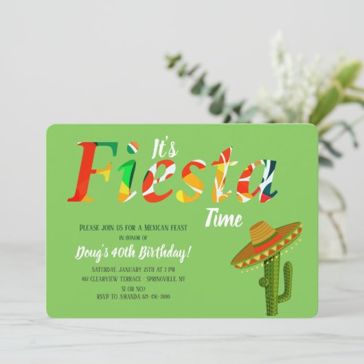 Het is een Fiesta Time Invitation Kaart (Staand voorkant)