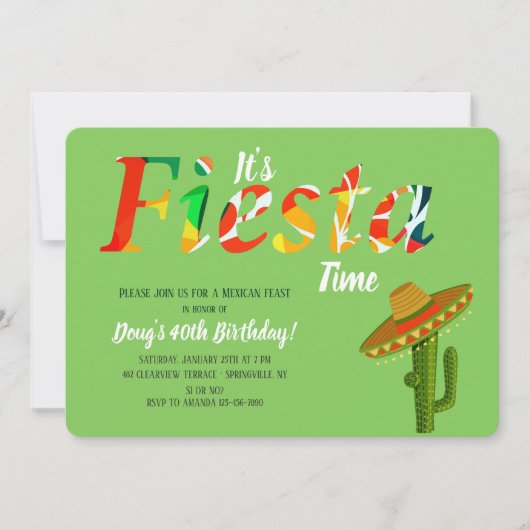 Het is een Fiesta Time Invitation Kaart (Voorkant)