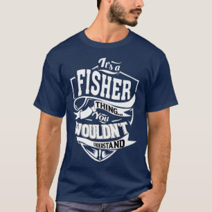 Het is een FISHER Ding Gifts T-shirt