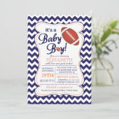 Het is een Football Baby shower van Baby Boy Kaart (Staand voorkant)