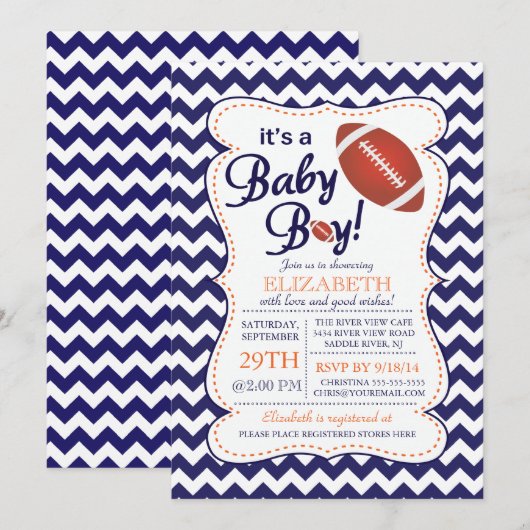 Het is een Football Baby shower van Baby Boy Kaart (Voorkant / Achterkant)