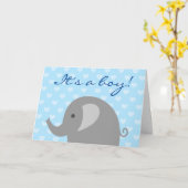 Het is een geboortekaartje met olifant kaart (Gele Bloem)