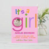 Het is een geboortekaartje voor meisjes aankondiging (Staand voorkant)