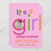Het is een geboortekaartje voor meisjes aankondiging (Voorkant / Achterkant)