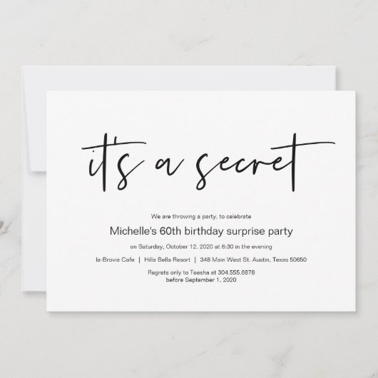 Het is een geheim, verrassing Birthday Party Kaart (Voorkant)