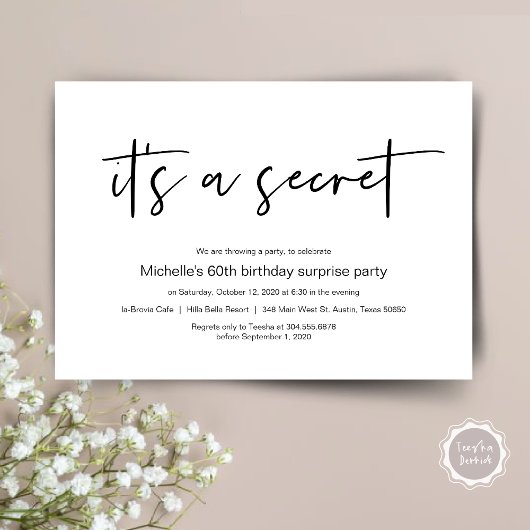 Het is een geheim, verrassing Birthday Party Kaart