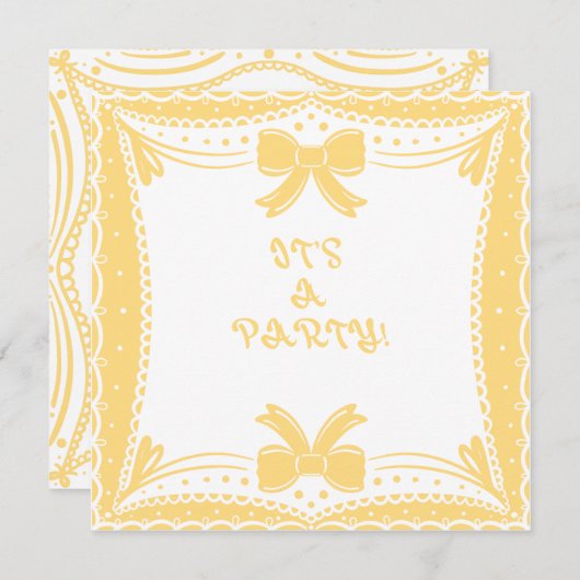 Het is een gele feestboog kaart (Voorkant / Achterkant)