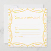 Het is een gele feestboog kaart (Achterkant)