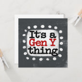 Het is een Gen Y Thing Wenskaart Kaart (Voorkant / Achterkant in situ)