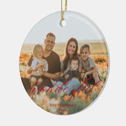 Het is een geweldig leven keramisch ornament Red (Links)